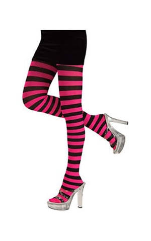 Pink and Black Striped Thigh Highs