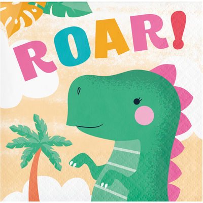 Napkins Pequeñas Girl Dino Party 16pcs