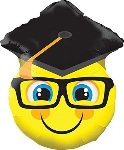 Smiley With Grad Cap Foil Balloon 18"