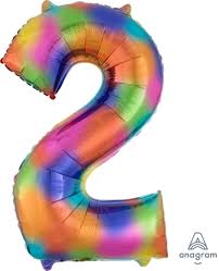 Number #2 Supershape Balloon 34" Rainbow