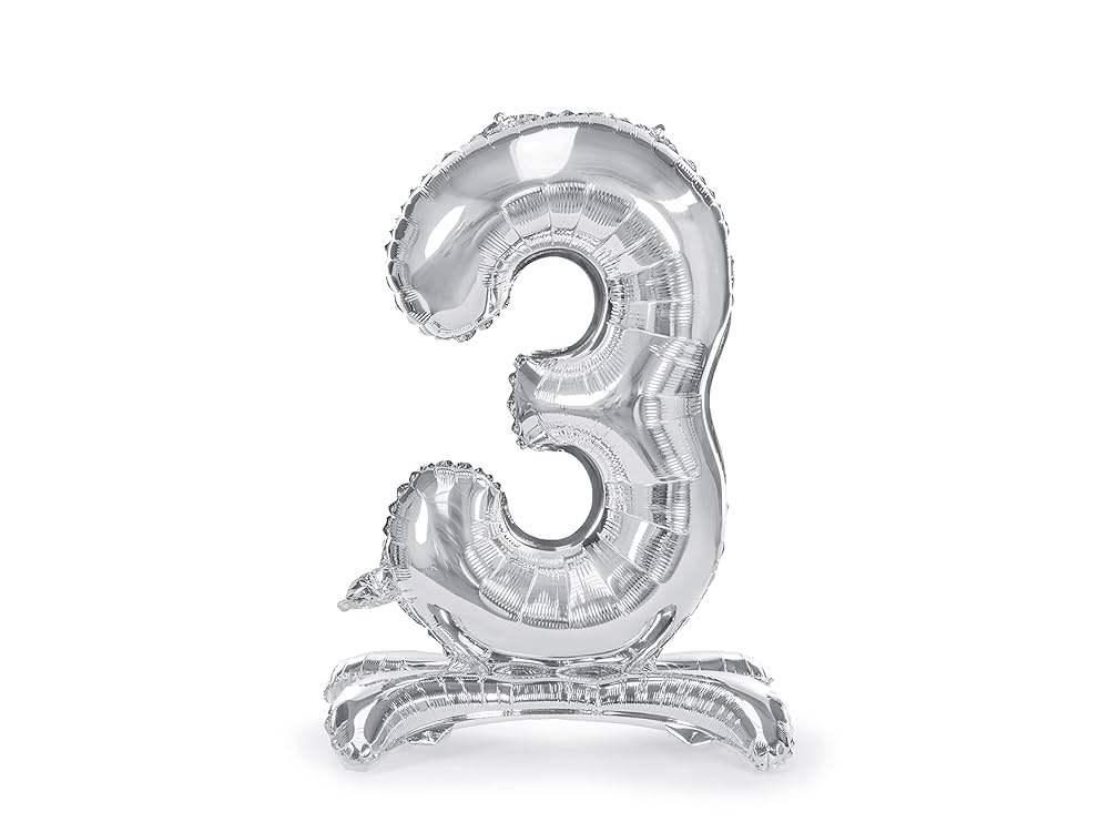 Numeral Balloon With Stand Silver #3