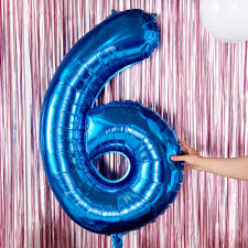 Number #6 Supershape Balloon 34" Royal Blue