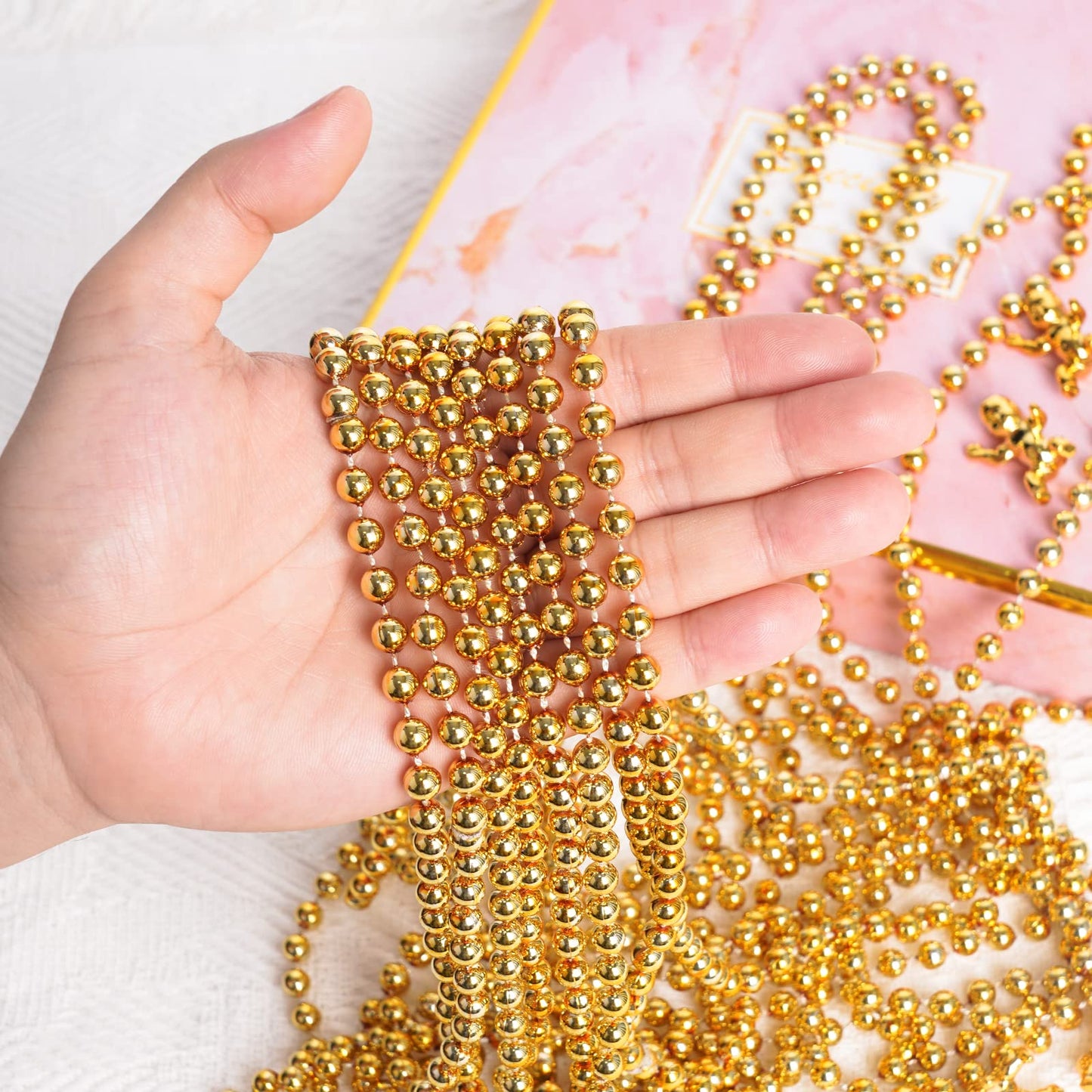 Gold Beads Necklaces 12pcs