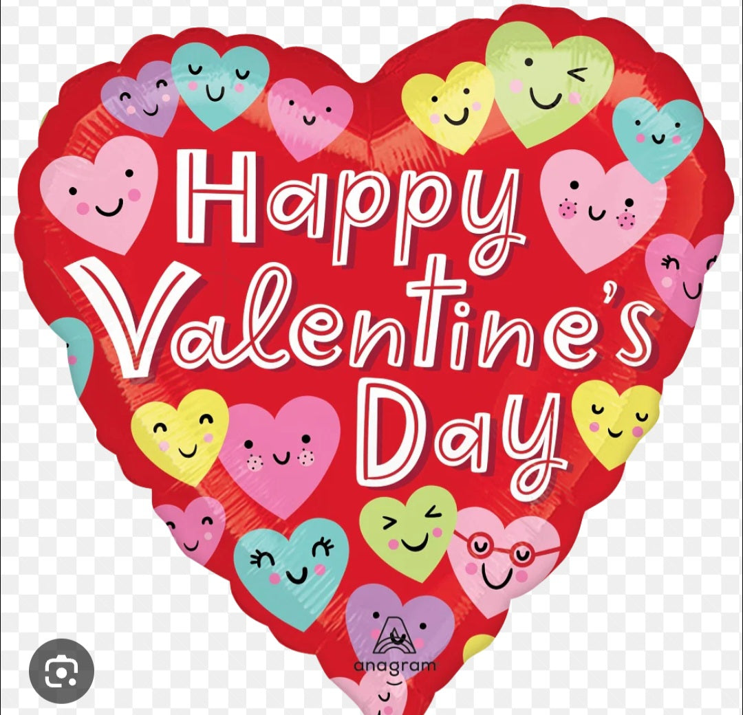 Happy Heart Valentine Foil Balloon 18"