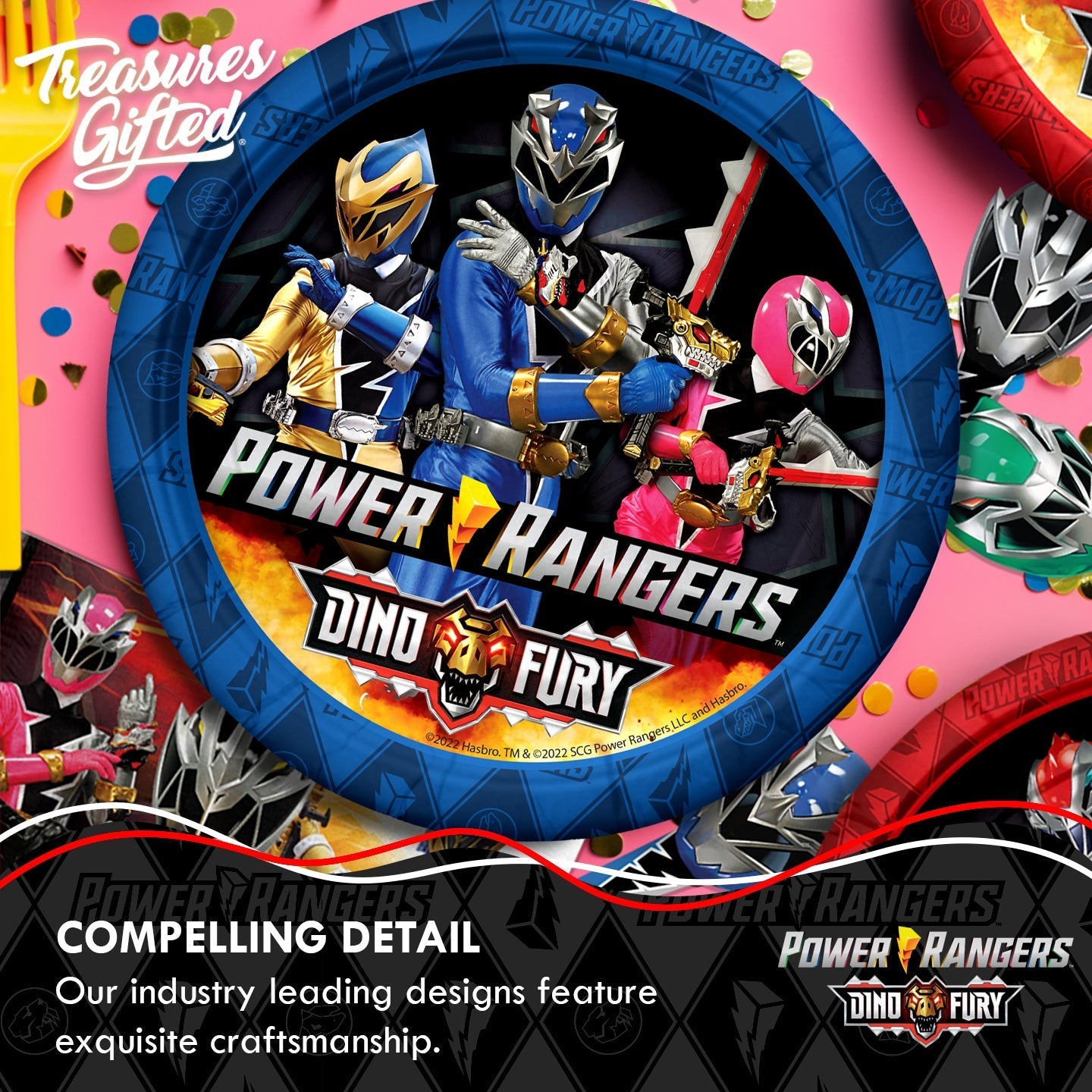 Power Rangers Plates 7in - Power Rangers Party Supplies 8pcs