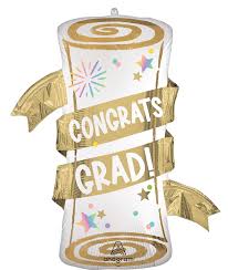 Pastel Grad Diploma Supershape Balloon
