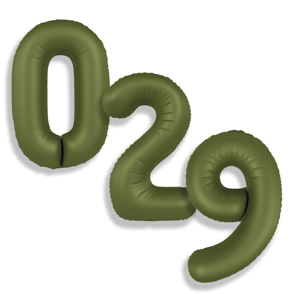 Number Foil Balloons 34" Matte Olive Green