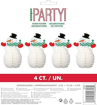 Snowman Honeycomb Decorative 4pcs 6"