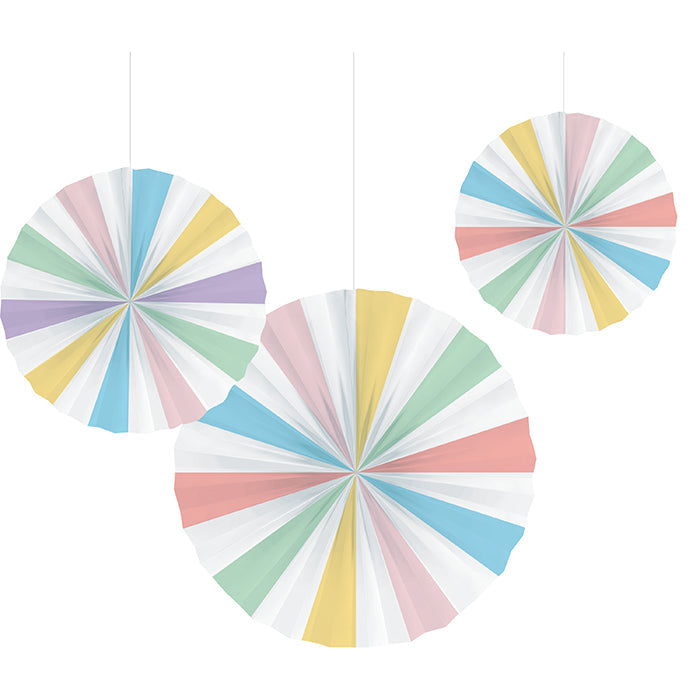 Pastel Celebrations Tissue Fans 3pcs