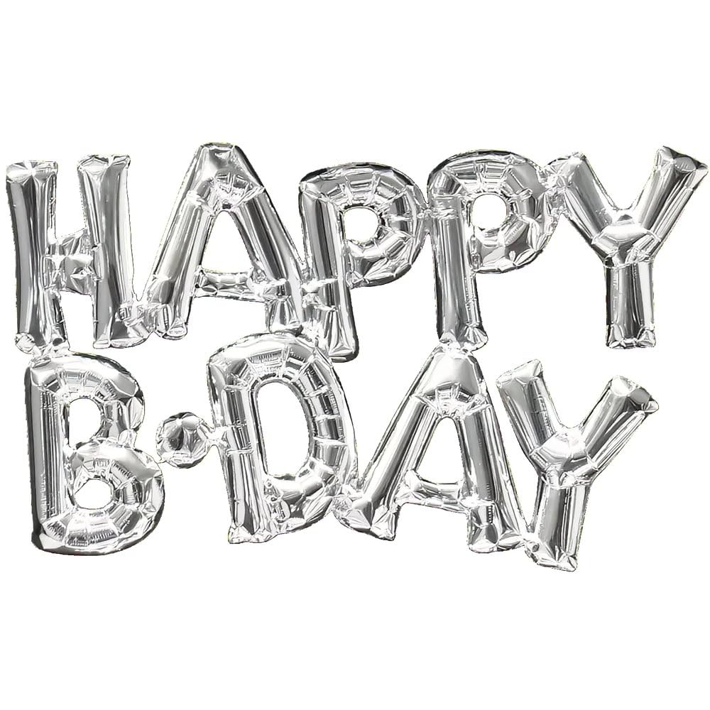 Happy Bday Foil Balloon Letter Silver 11"