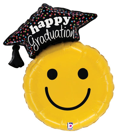 Graduation Smiley Foil Balloon 26"