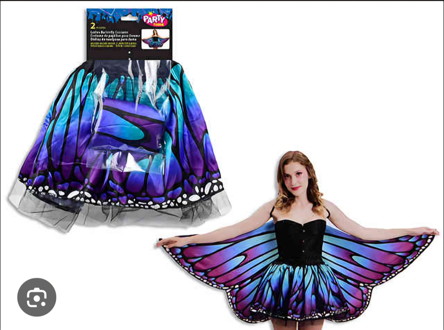 Set 2 Disfraz Mujer Mariposa – Incluye Tutú 2 Capas y Alas