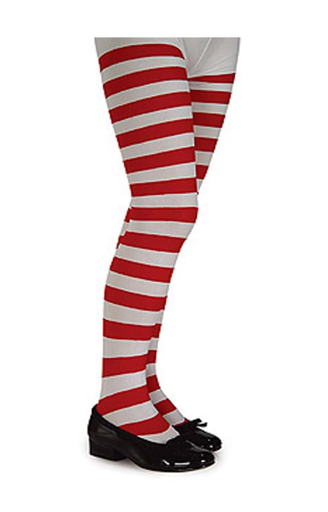 Red & White Striped Tights