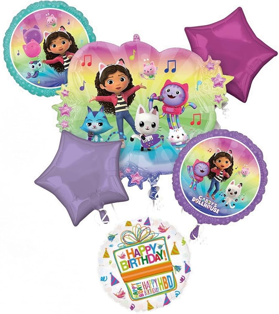 Gabby's Dollhouse Bouquet Foil Balloons 5pcs