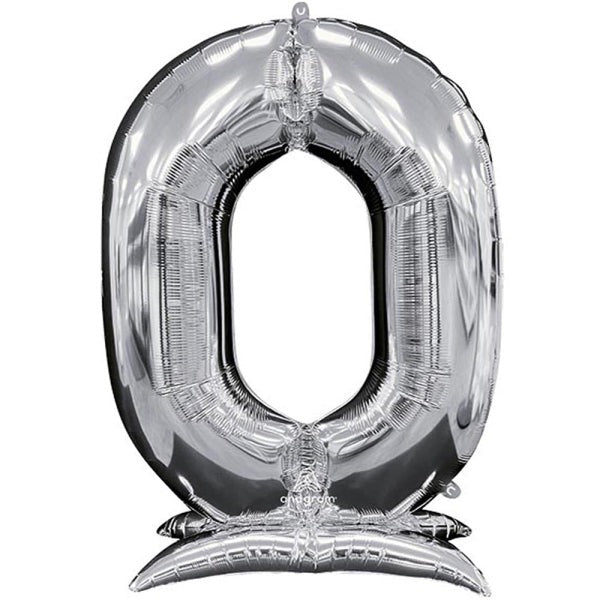 Numeral Balloon With Stand Silver #0