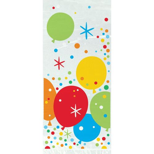 Clear With Colorful Balloons and Confetti Design Cello Bags 20ct
