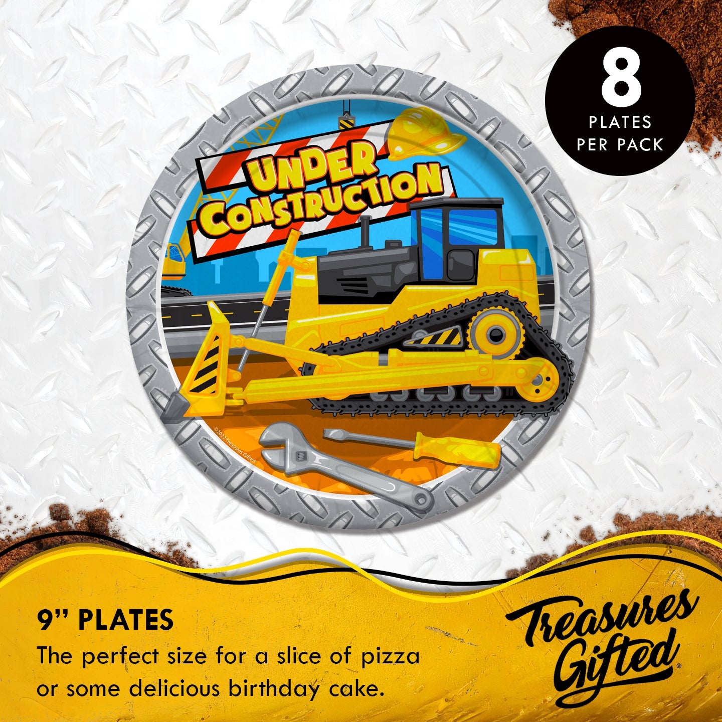 Construction Plates 9in - Construction Party Supplies 1 Pack