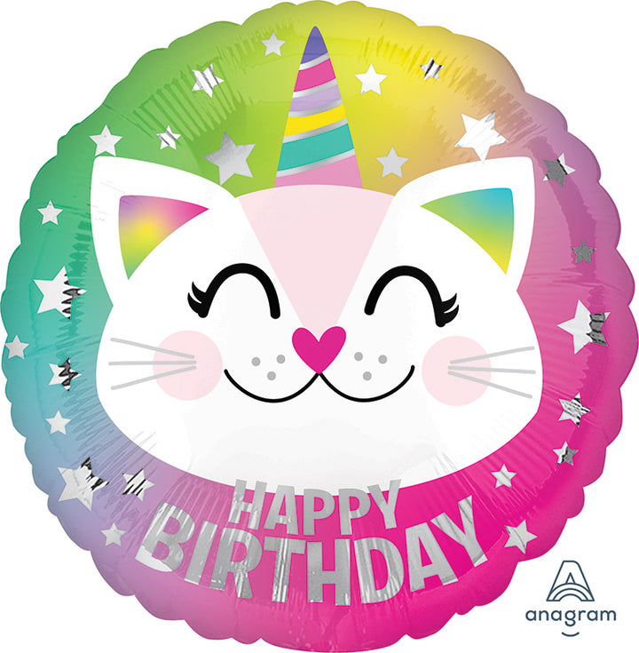 Birthday Caticorn Foil Balloons 18"