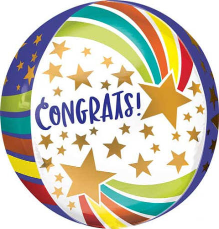 Congrats Stars Orbz Foil Balloon