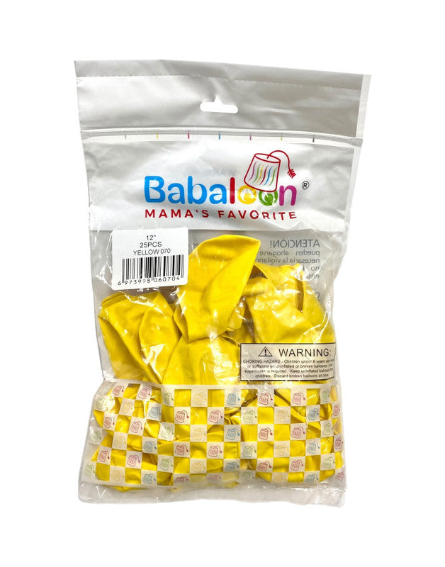 Latex Balloon 12" Yellow (x25u)