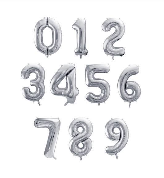 Number Foil Balloons 16" Silver