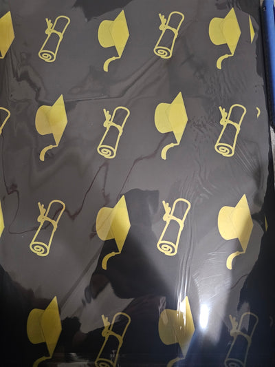 Floral Wrapping Paper Graduation 22.8" x22.8" x20 Sheet Gold and Black
