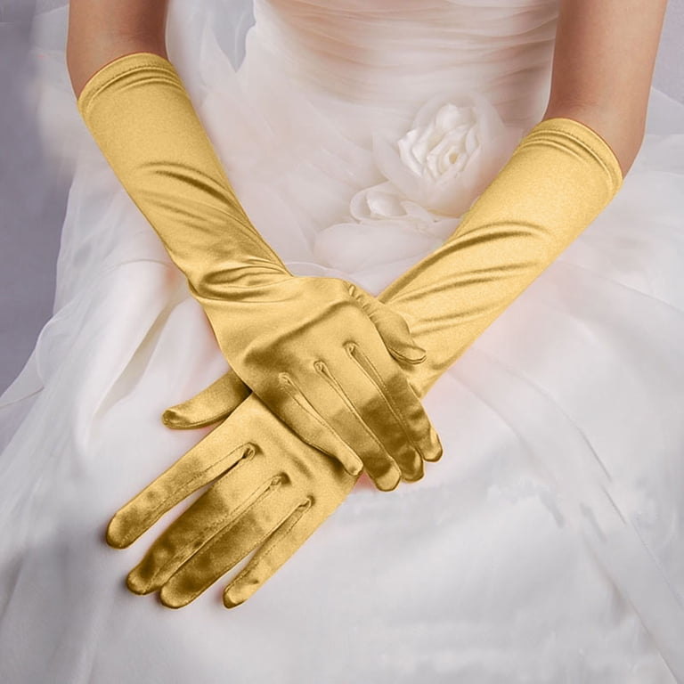 Gloves - Long Satin - Gold