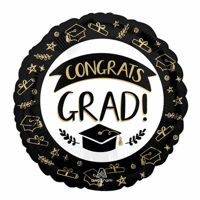 Sketched Congrats Grad Foil Balloon 18"