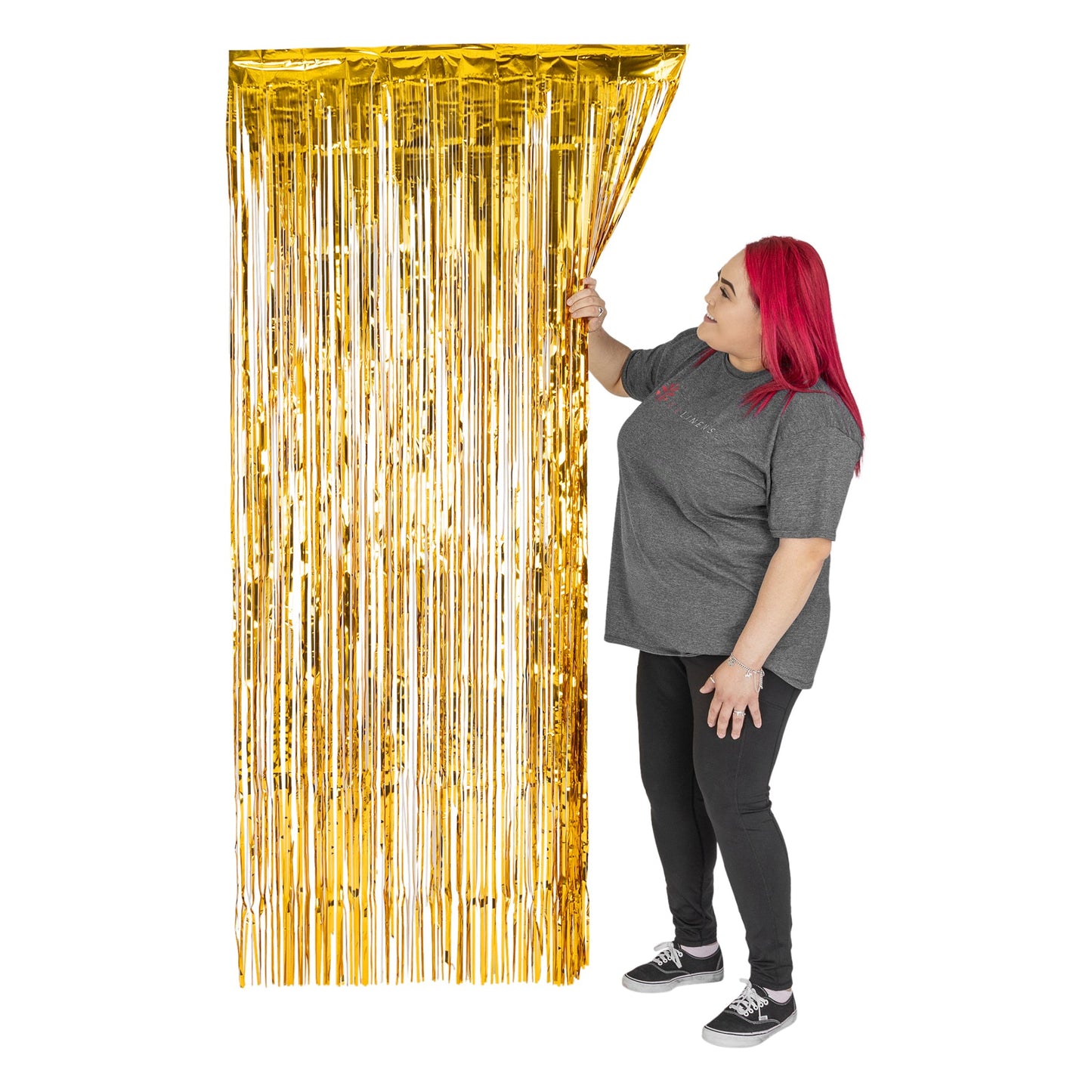 Metallic Foil Fringe Curtain Gold 3'x8'