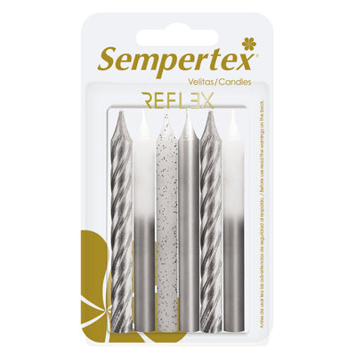 Velas Metalizadas Plata 6pcs