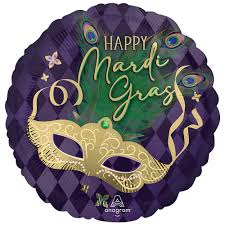 Happy Mardi Gras Mask Foil Balloon 18"