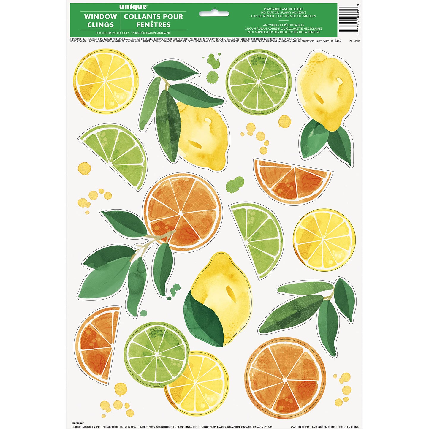 Summer Citrus Window Cling
