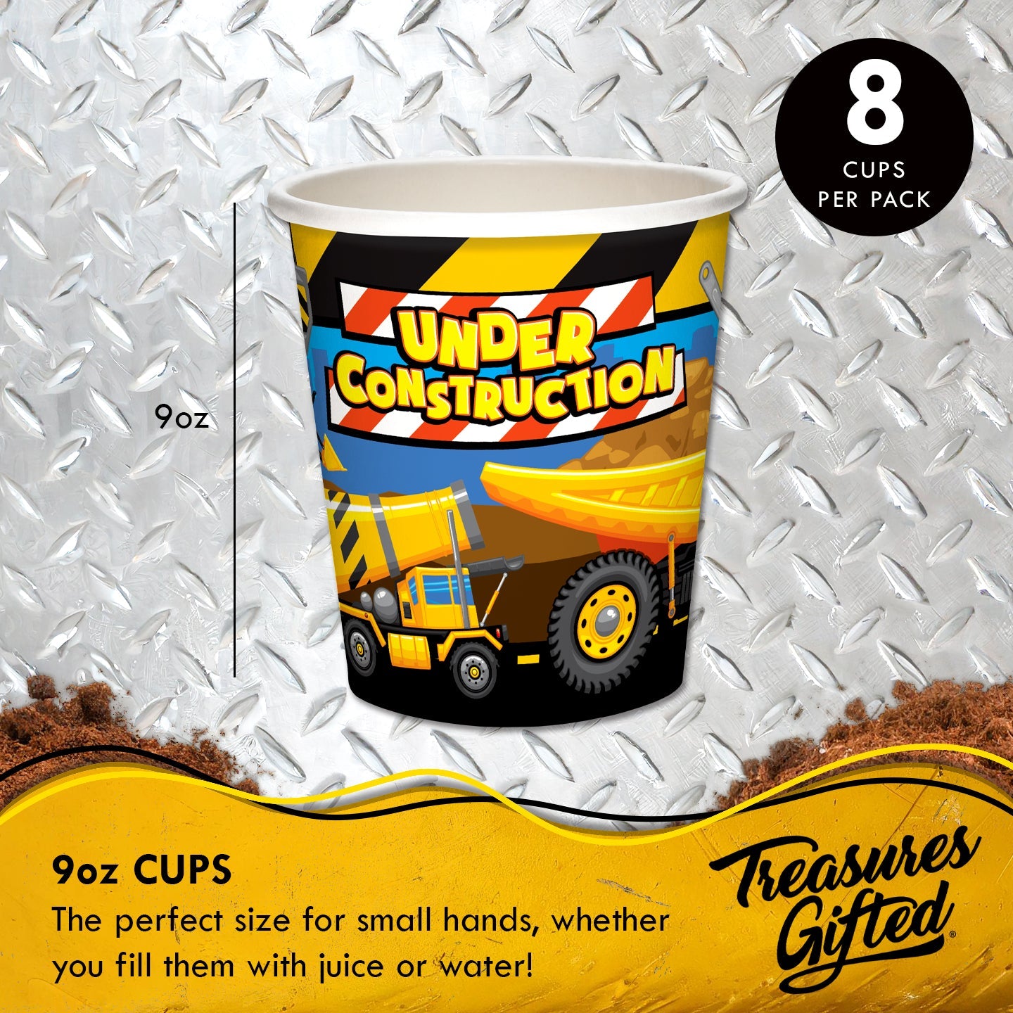 Construction Cups - Construction Party Supplies 8pcs