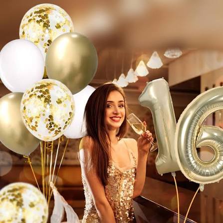 Number #6 Supershape Balloon 34" White Gold