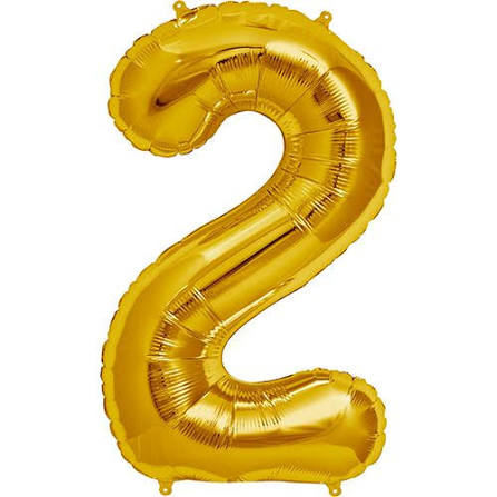 Number #2 Foil Balloon 34" Gold