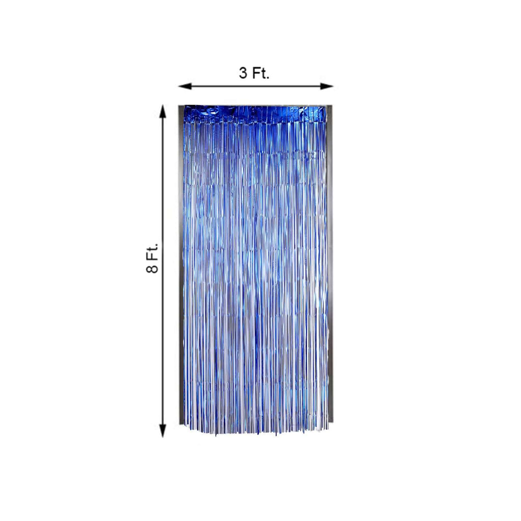 Metallic Foil Fringe Curtain Royal Blue 3'x8'