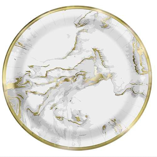 Gold Marble Party Plates 7" 10ct