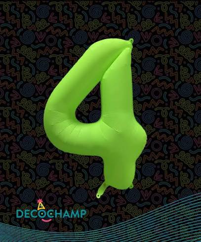Deco Number #4 Neon Green Foil Balloon 34"