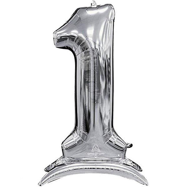 Numeral Balloon With Stand Silver #1