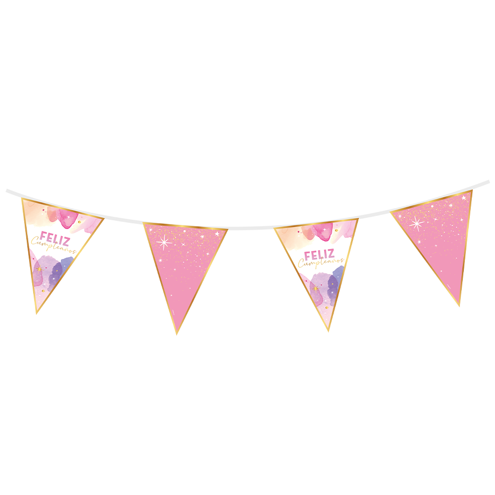 Banderin Feliz Cumpleaños Fiesta Acuarela (Sempertex)