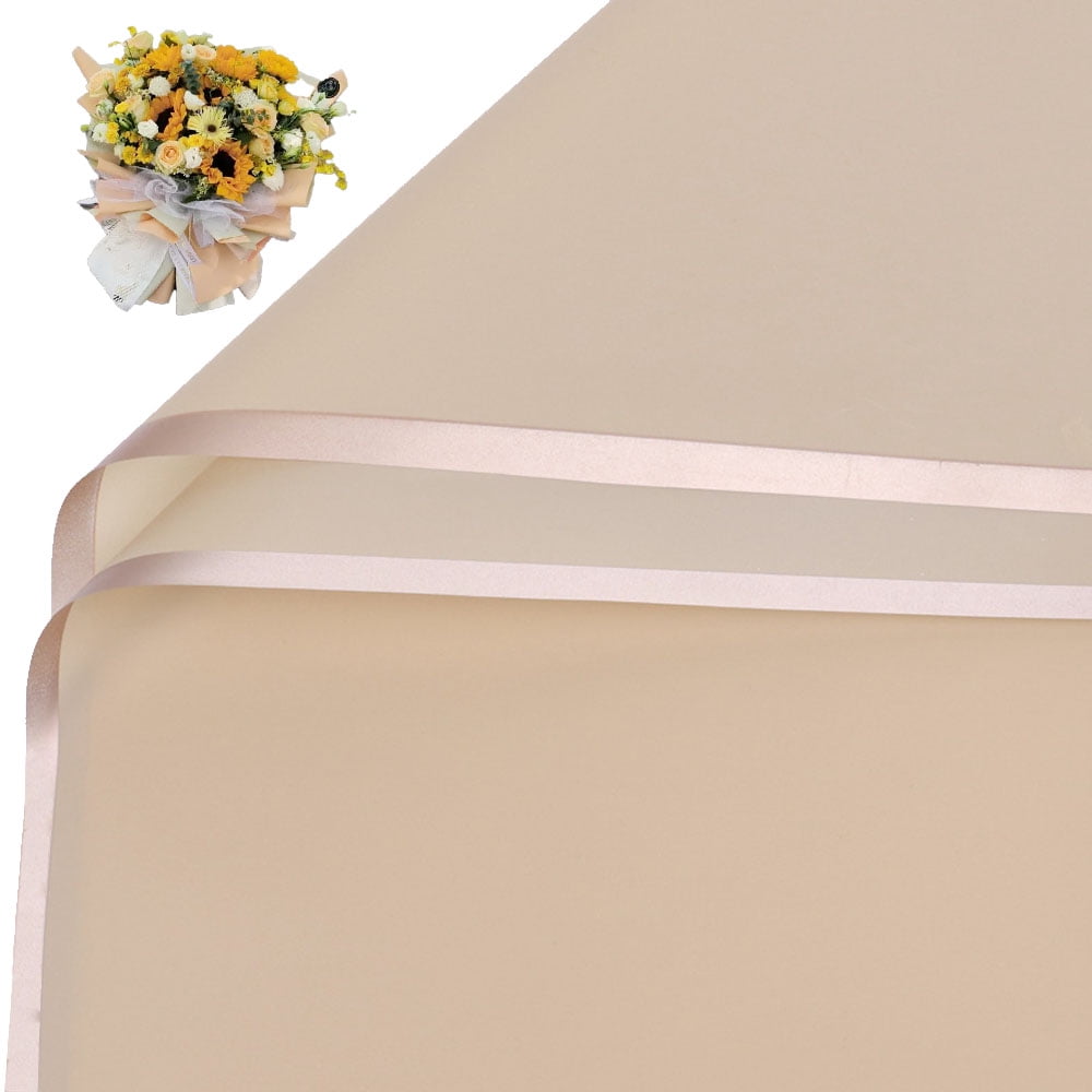 Floral Wrapping Paper Gold Edge 22.8" x 22.8" x 20 Sheet Ivory