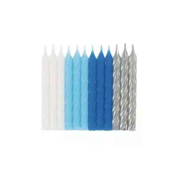 Blue, White & Gold Spiral Candles 24pcs