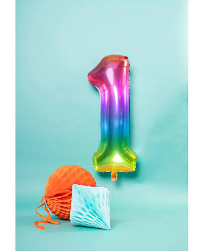 Number #1 Supershape Balloon 34" Rainbow
