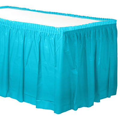 Plastic Rectangular Table Skirt Caribbean Teal 29in x 14ft