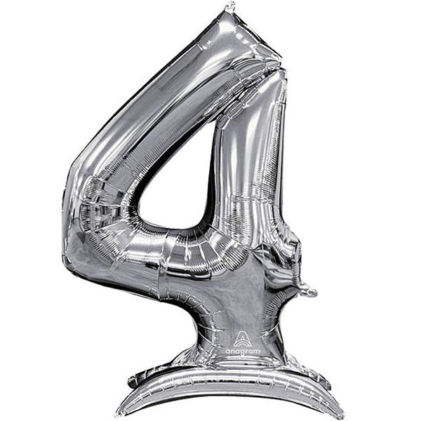Numeral Balloon With Stand Silver #4