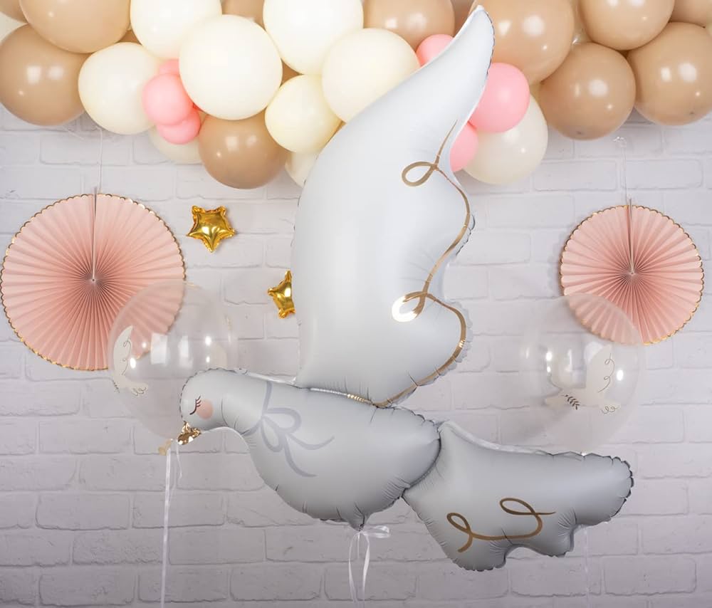 Dove in White Foil Balloon