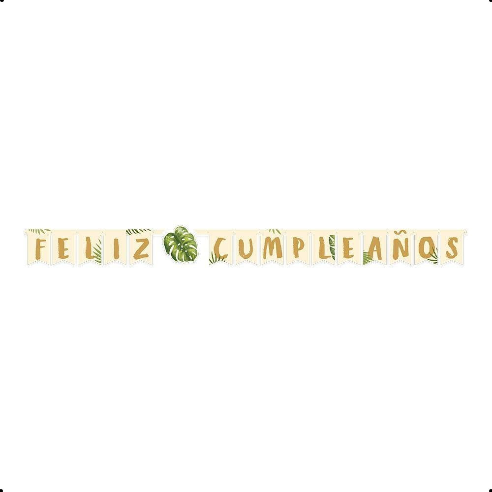 Cartel Feliz Cumpleaños Hojas Tropicales (Sempertex)