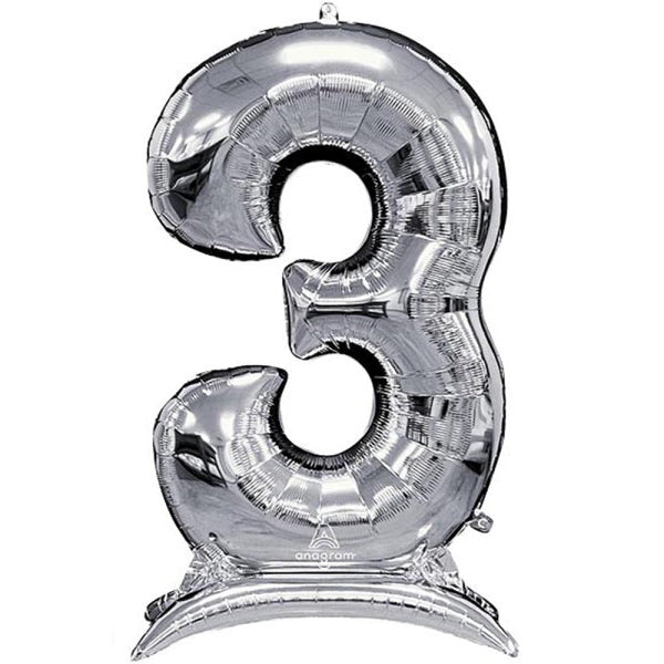 Numeral Balloon With Stand Silver #3