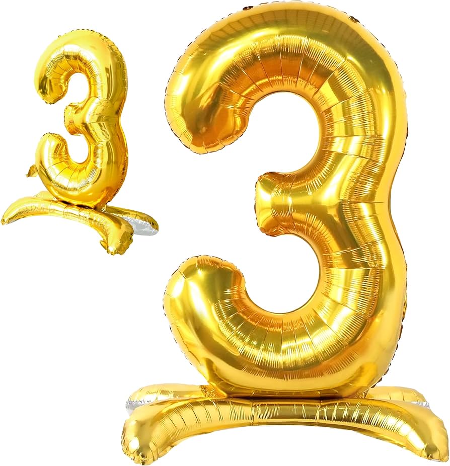 Numeral Balloon With Stand Gold #3