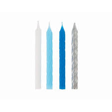 Blue, White & Gold Spiral Candles 24pcs